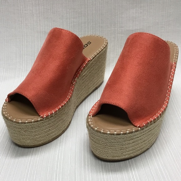 Soda Shoes - Soda New Coral Wedges